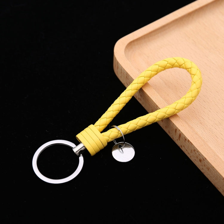100 PCS Woven Leather Cord Keychain Car Pendant Leather Key Ring Baotou With Small Round Piece