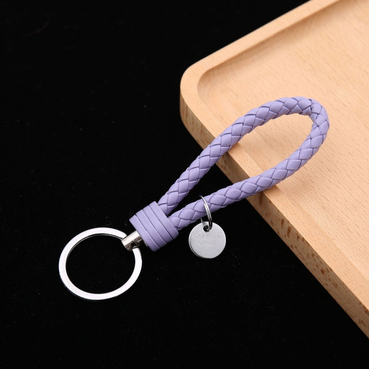 100 PCS Woven Leather Cord Keychain Car Pendant Leather Key Ring Baotou With Small Round Piece