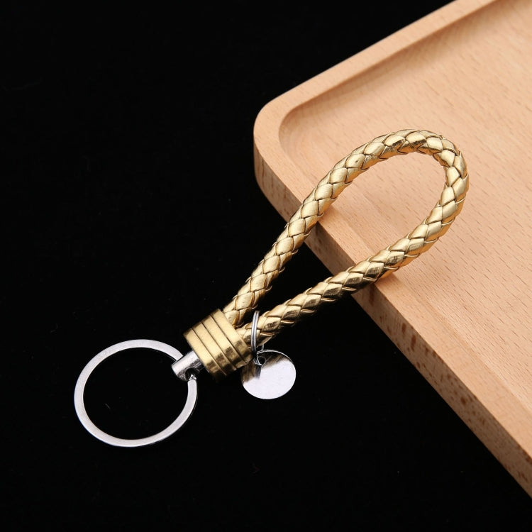 100 PCS Woven Leather Cord Keychain Car Pendant Leather Key Ring Baotou With Small Round Piece