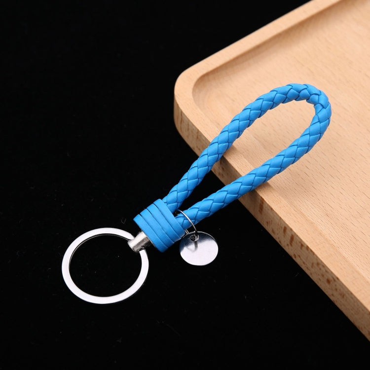 100 PCS Woven Leather Cord Keychain Car Pendant Leather Key Ring Baotou With Small Round Piece