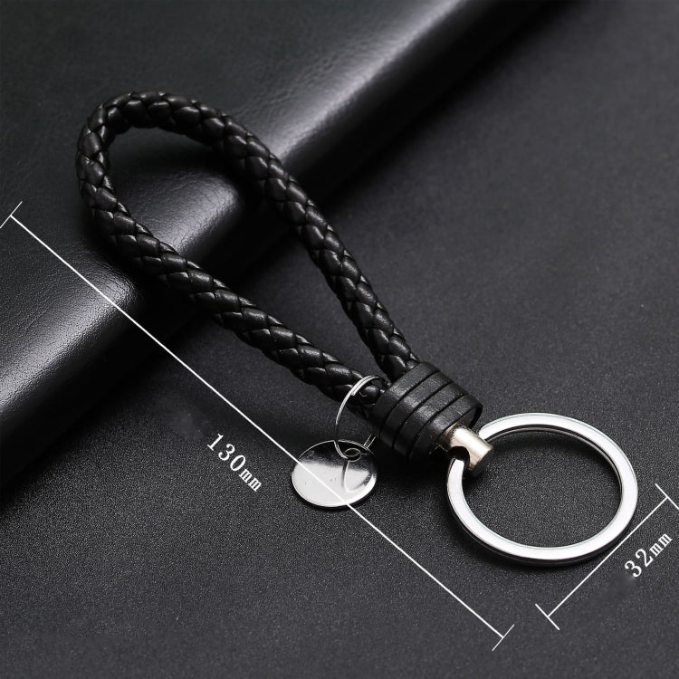 100 PCS Woven Leather Cord Keychain Car Pendant Leather Key Ring Baotou With Small Round Piece