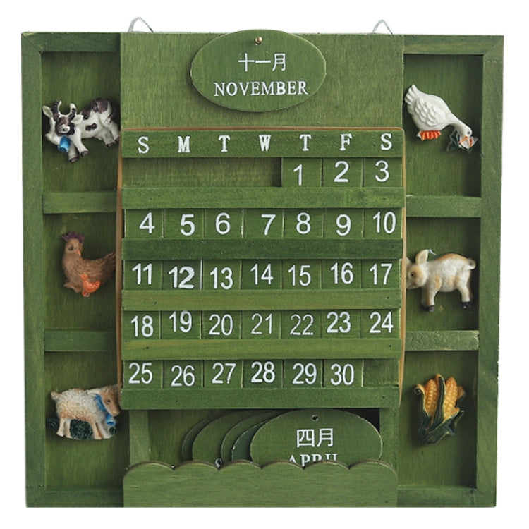 Can Hang Manual Square Wooden Perpetual Calendar Home Wall Decoration Wood Ornaments