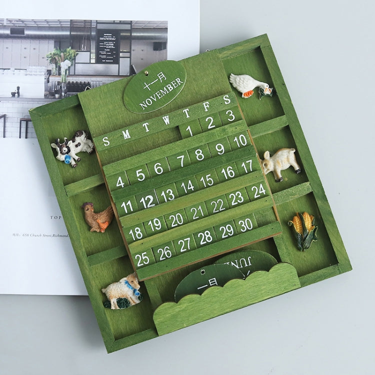 Can Hang Manual Square Wooden Perpetual Calendar Home Wall Decoration Wood Ornaments