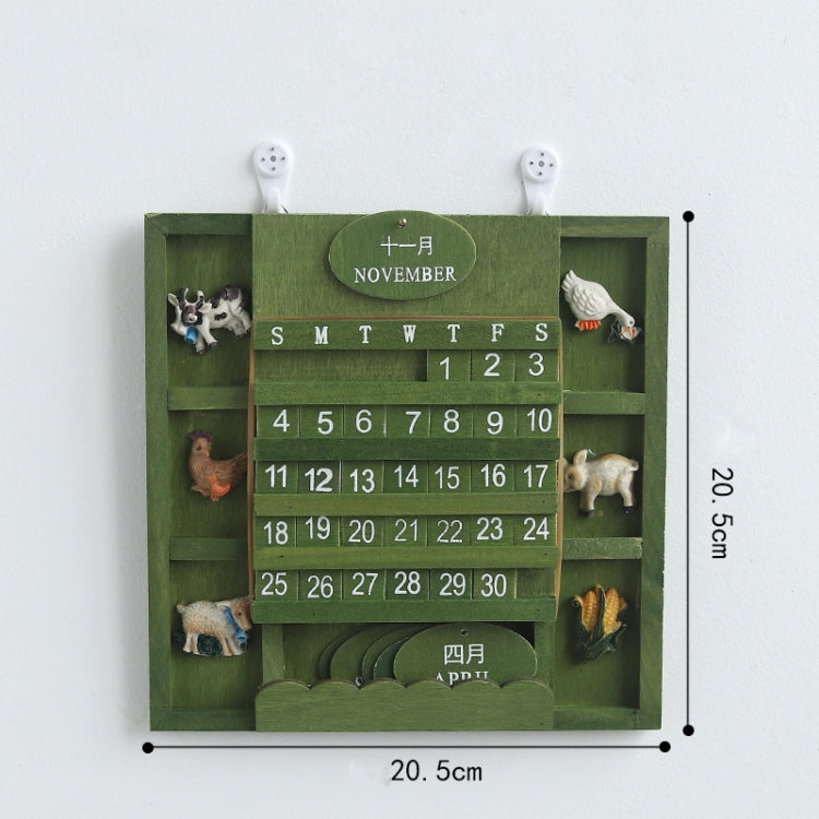 Can Hang Manual Square Wooden Perpetual Calendar Home Wall Decoration Wood Ornaments