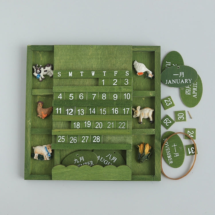 Can Hang Manual Square Wooden Perpetual Calendar Home Wall Decoration Wood Ornaments