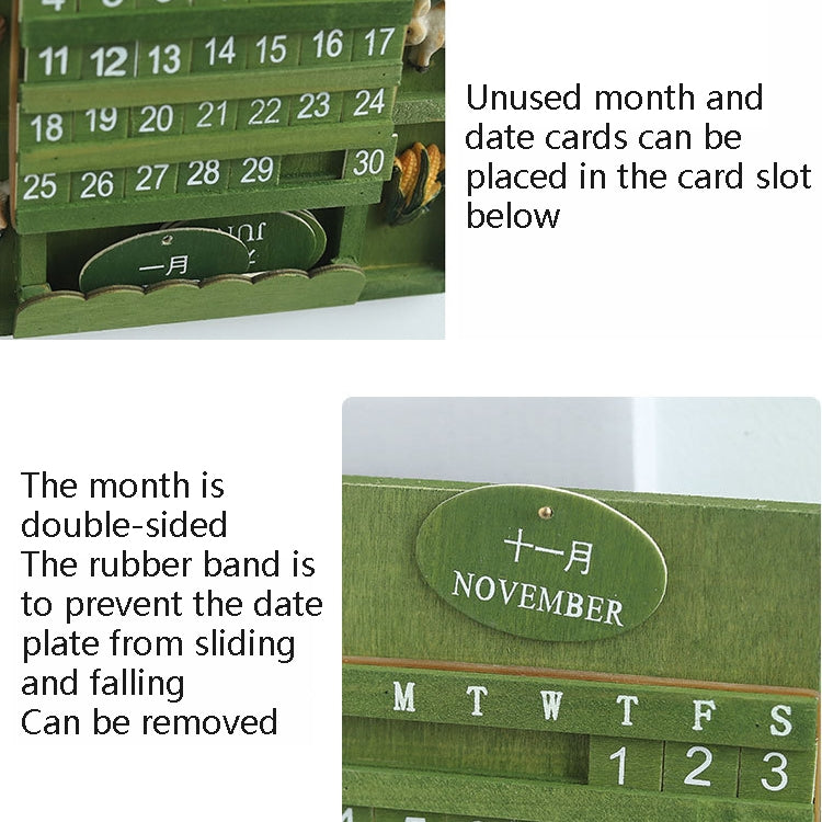Can Hang Manual Square Wooden Perpetual Calendar Home Wall Decoration Wood Ornaments