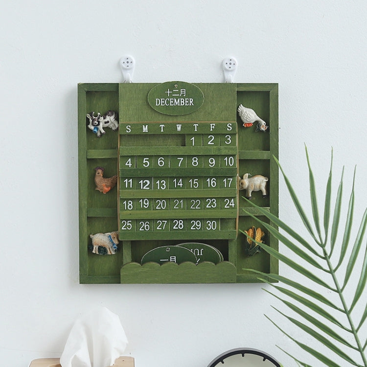 Can Hang Manual Square Wooden Perpetual Calendar Home Wall Decoration Wood Ornaments