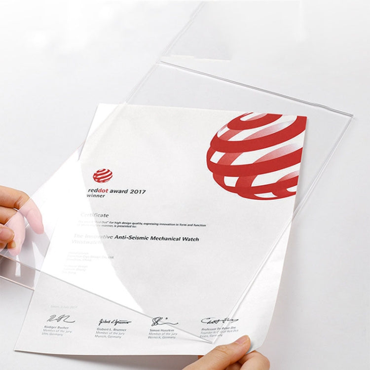 Transparent Acrylic Wooden Base Certificate Photo Frame Vertical Beech