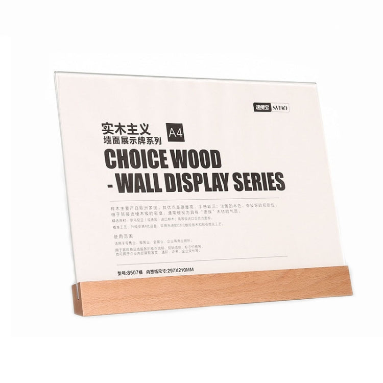 Transparent Acrylic Wooden Base Certificate Photo Frame Horizontal Beech
