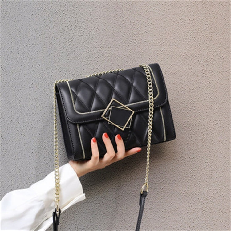 5132 Fashion Messenger Shoulder Bag Chain Small Square Bag(Polar Night Black)