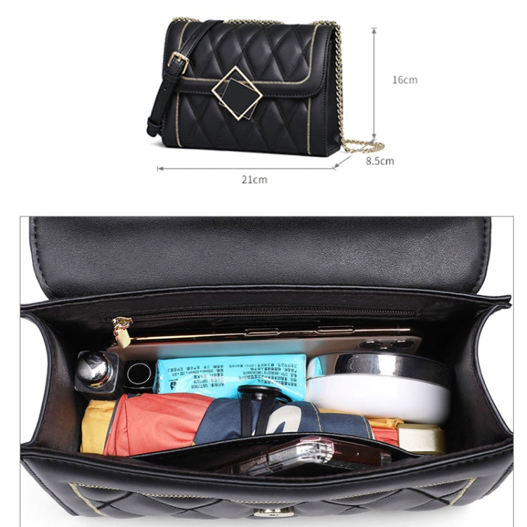 5132 Fashion Messenger Shoulder Bag Chain Small Square Bag(Polar Night Black)