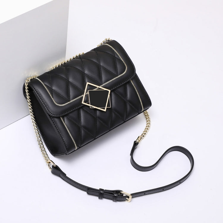 5132 Fashion Messenger Shoulder Bag Chain Small Square Bag(Polar Night Black)