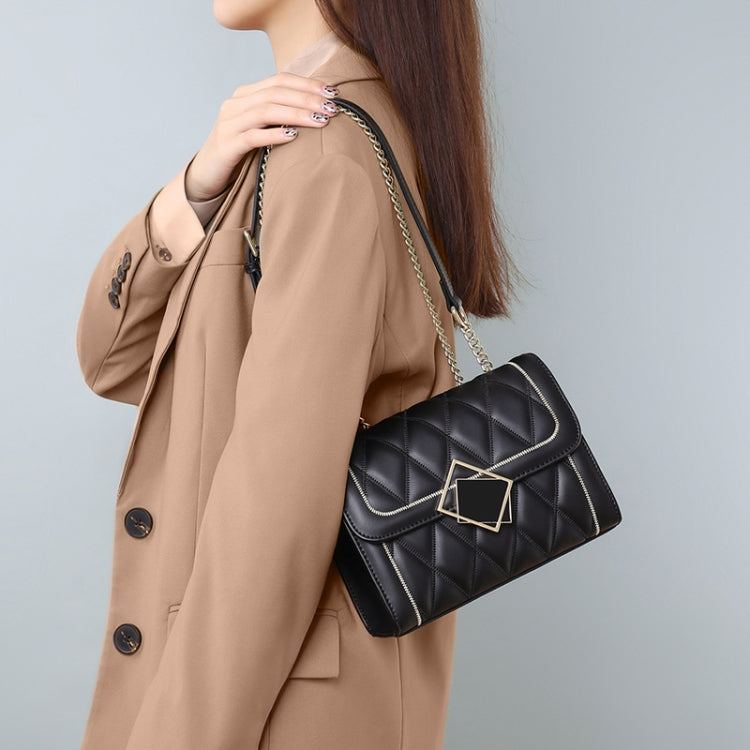 5132 Fashion Messenger Shoulder Bag Chain Small Square Bag(Polar Night Black)