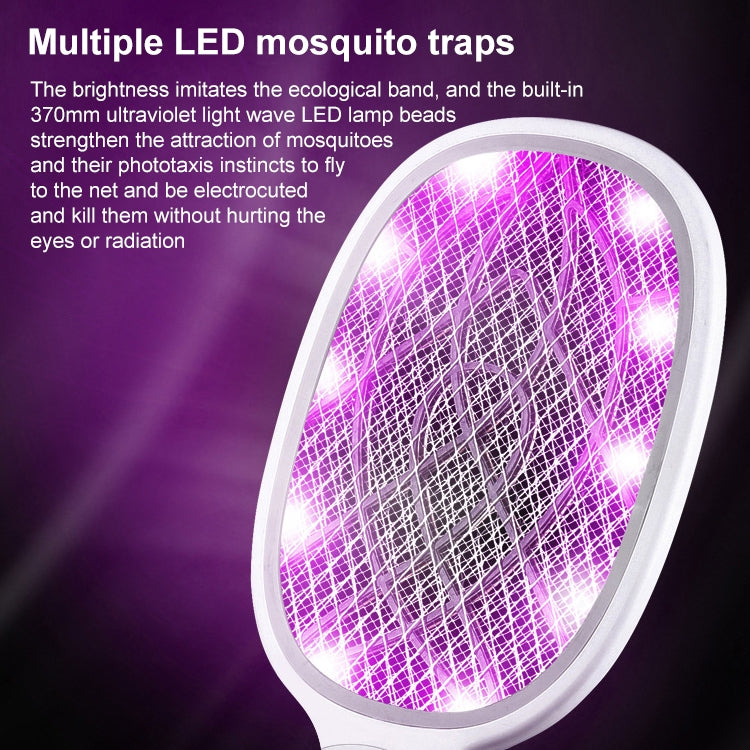 Electrical Mosquito Swatter Mosquito Killer Two-In-One USB Rechargeable Household Electrical Mosquito Swatter, Colour: LEDx10 Purple (Base Charging)