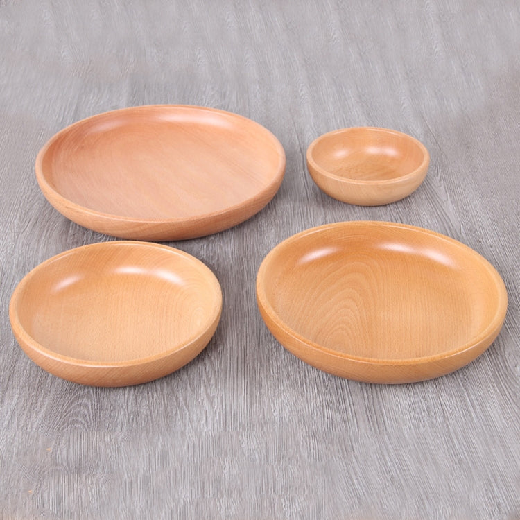 Round Fruit Plate Salad Bowl Thick Wood Dried Fruit Plate Fruit Sushi Plate, Specification: 20cm