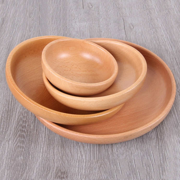 Round Fruit Plate Salad Bowl Thick Wood Dried Fruit Plate Fruit Sushi Plate, Specification: 25cm