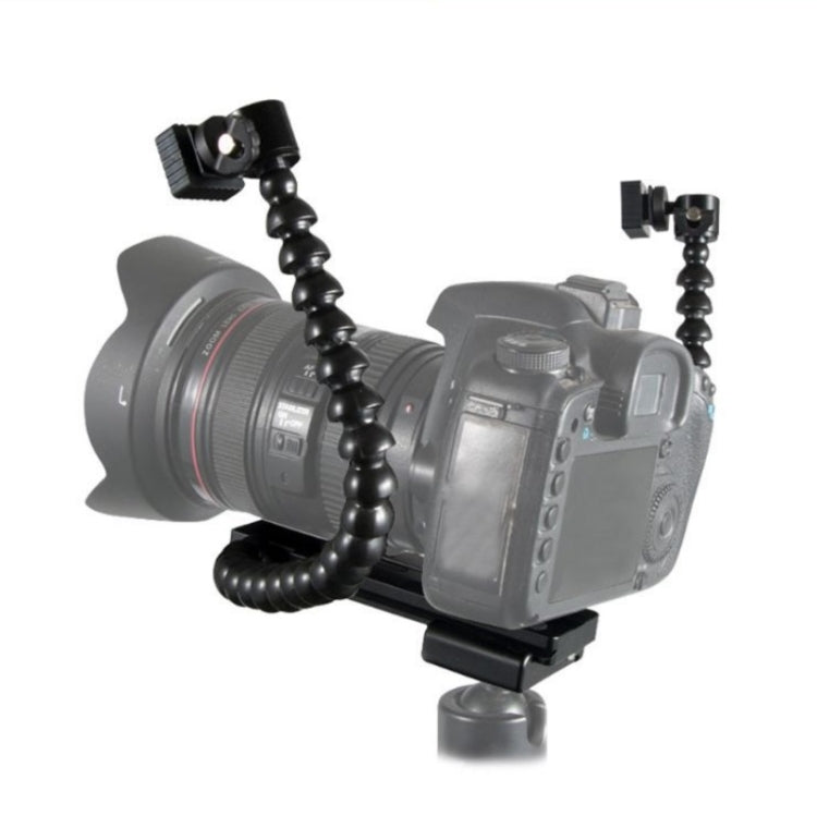 Flexible Dual Arm Hot Shoe Flash Bracket Mount Holder Bracket