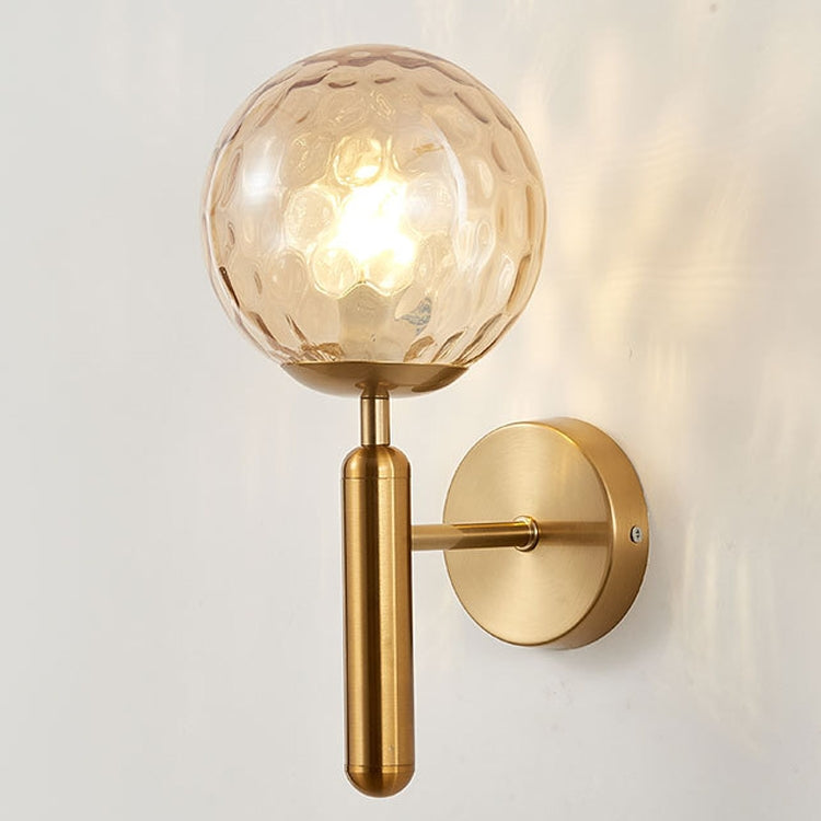 6102 Round Glass LED Wall Light Hotel Bedroom Bedside Living Room, Power source: 12W Warm Light
