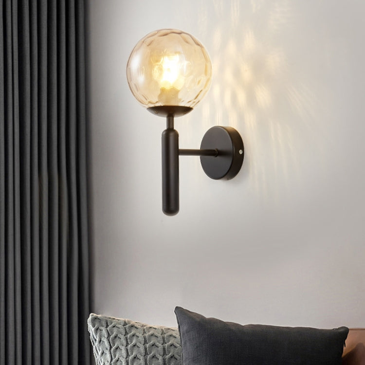 6102 Round Glass LED Wall Light Hotel Bedroom Bedside Living Room, Power source: 12W Three-color Light