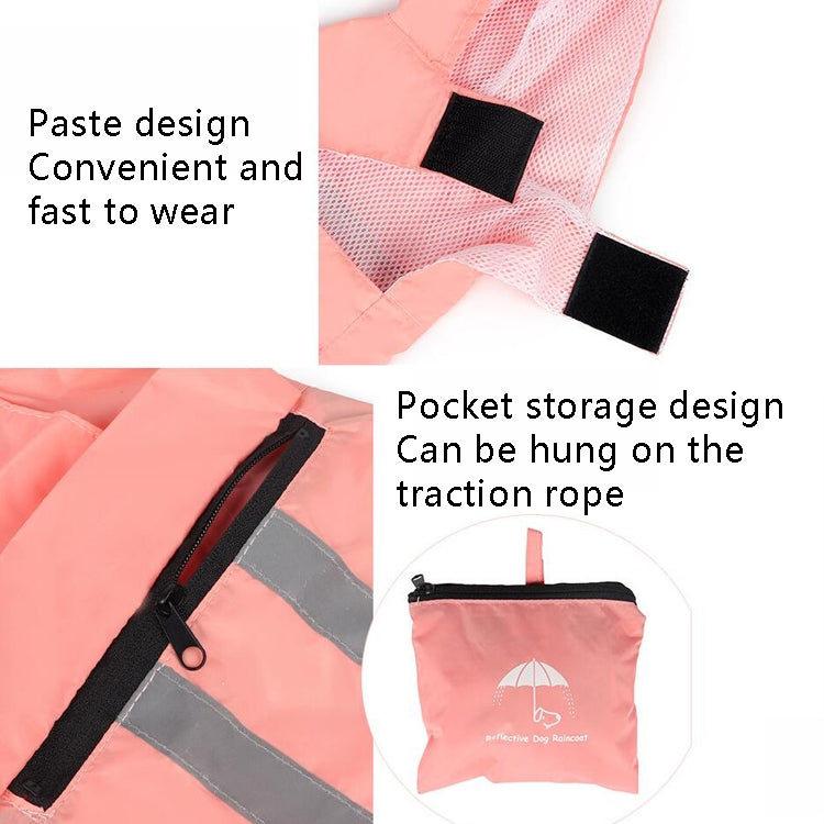 Dog Raincoat Reflective Strip Hooded Rain Poncho Four Seasons Universal Breathable, Size: L