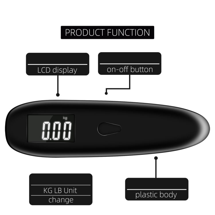 50kg/0.05kg  Baggage Scales Portable Luggage Scales Express Package Scales Hand-Held Electronic Scale(Black + Gray Weaving)