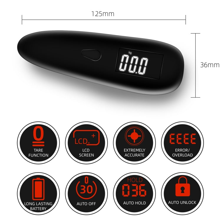 50kg/0.05kg  Baggage Scales Portable Luggage Scales Express Package Scales Hand-Held Electronic Scale(Black + Gray Weaving)