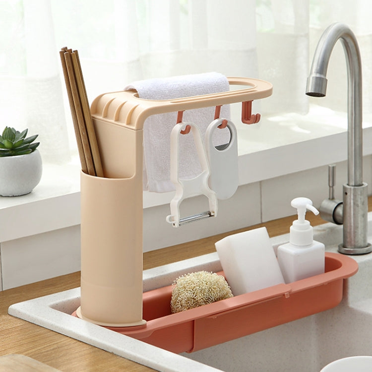 2 PCS Sink Telescopic Storage Drain Rack Kitchen Shelf Dishwashing Cloth Rack