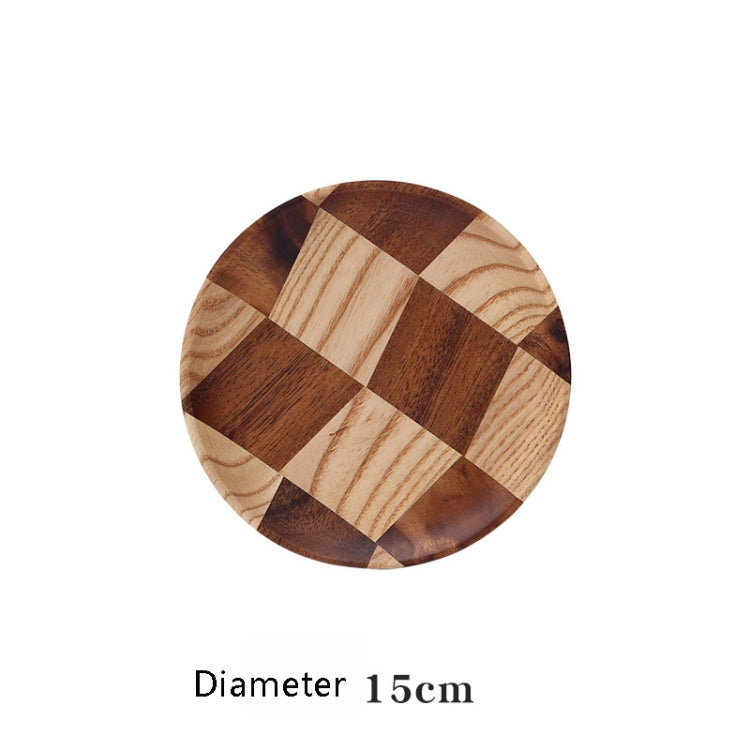 Wooden Tray Dinner Plate Household Fruit Cake Dessert Plate Wooden Dish Round 15cm