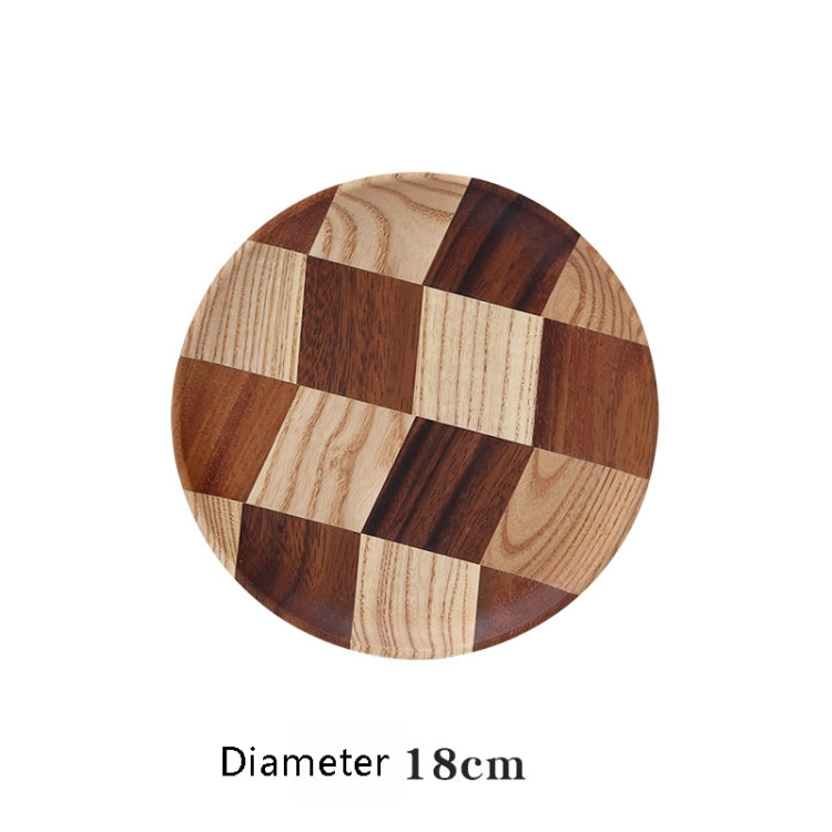 Wooden Tray Dinner Plate Household Fruit Cake Dessert Plate Wooden Dish Round 18cm