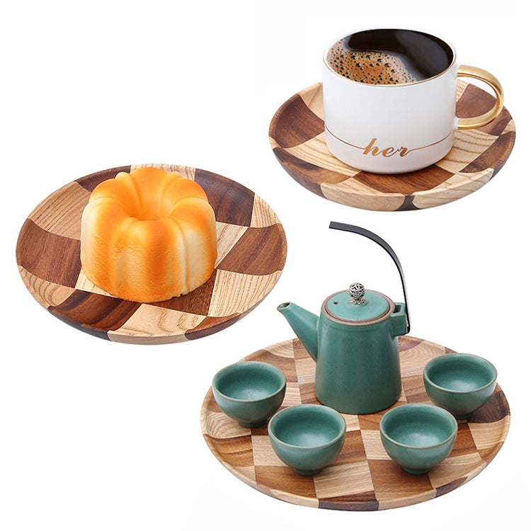 Wooden Tray Dinner Plate Household Fruit Cake Dessert Plate Wooden Dish Round 20cm