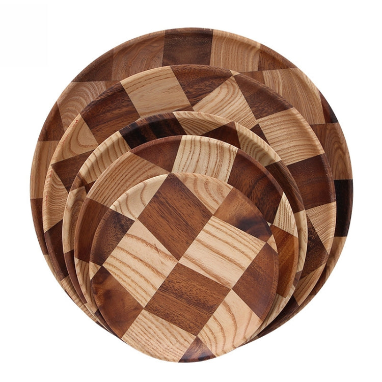 Wooden Tray Dinner Plate Household Fruit Cake Dessert Plate Wooden Dish Round 24cm