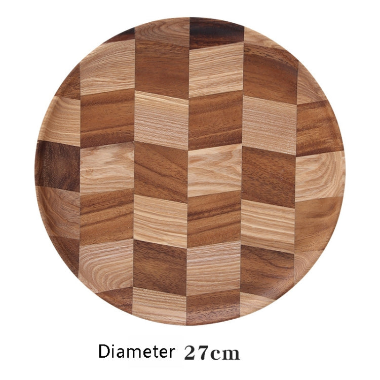Wooden Tray Dinner Plate Household Fruit Cake Dessert Plate Wooden Dish Round 27cm