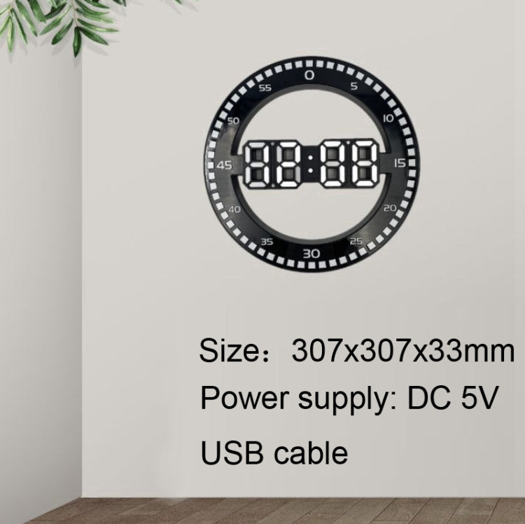 DS-3688L Living Room 3D Wall Clock Big Screen LED Electronic Clock, Colour: Black+Green