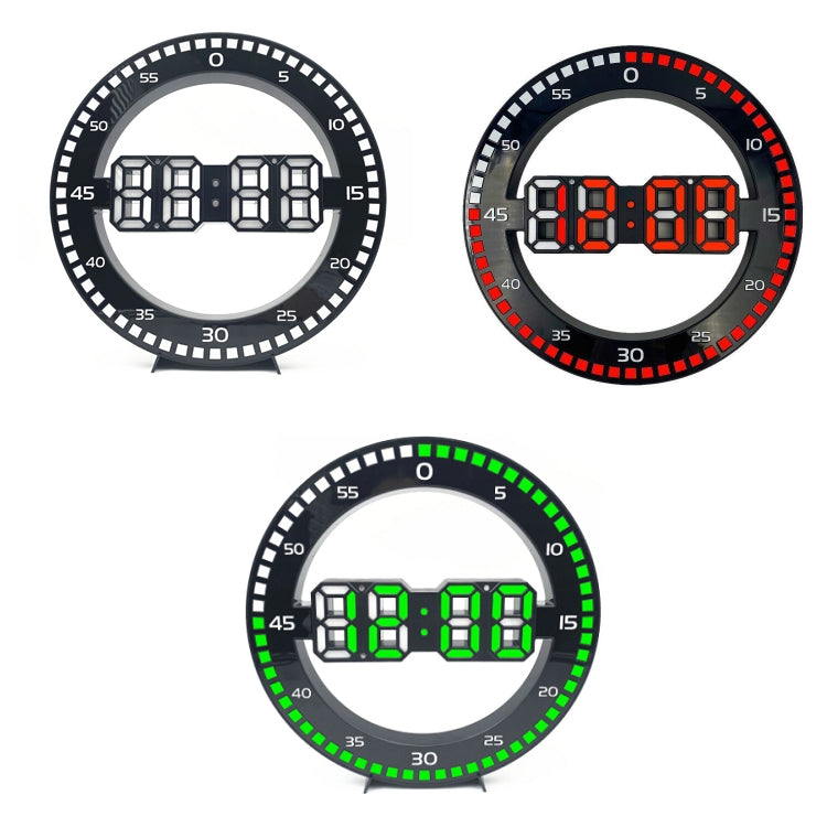 DS-3688L Living Room 3D Wall Clock Big Screen LED Electronic Clock, Colour: Second Light Black+Red