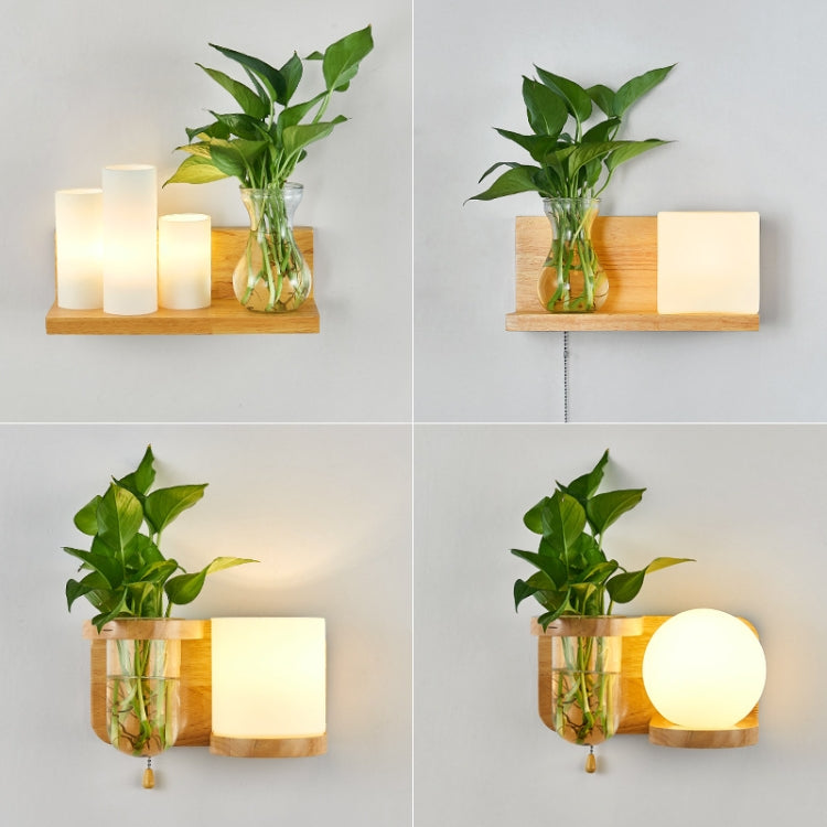 Wooden Bedside Wall Lamp Led Indoor Corridor Aisle Balcony Wall Lamp, Power source:  12W Warm Light Bulb