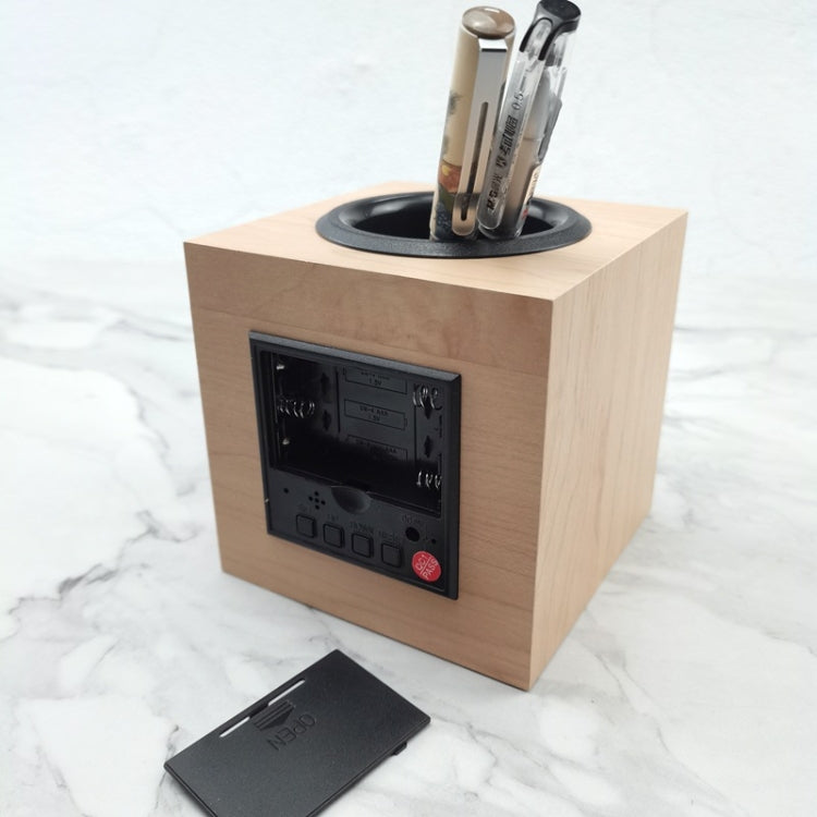 Multi-function Electronic Clock Home Wood Pen Holder Alarm Clock
