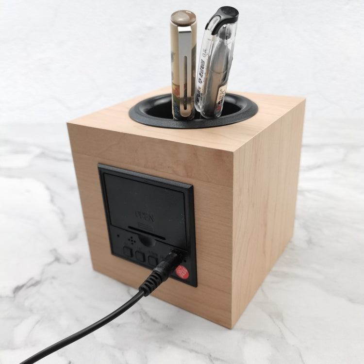Multi-function Electronic Clock Home Wood Pen Holder Alarm Clock