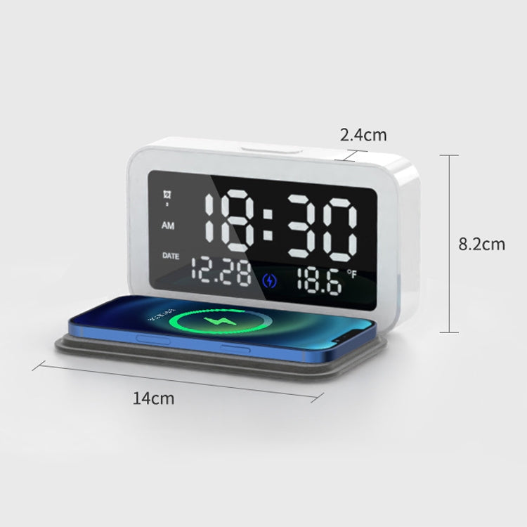 15W Mobile Phone Wireless Charging Clock Night Light Alarm Clock(White)