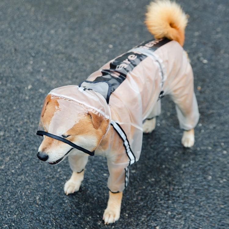 Dog Raincoat Four Foot Waterproof Transparent Reflective Poncho, Size: L