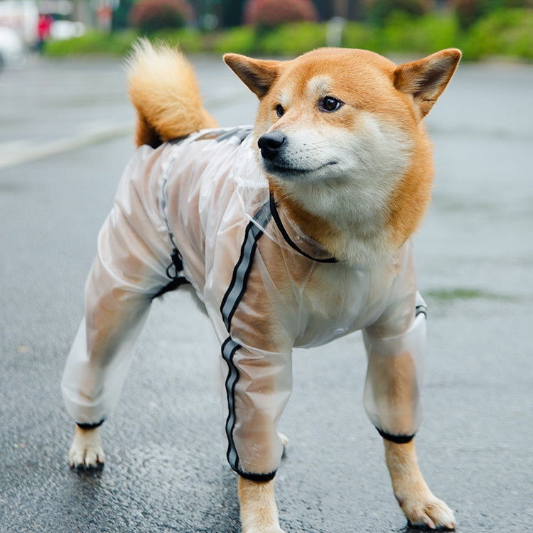 Dog Raincoat Four Foot Waterproof Transparent Reflective Poncho, Size: L