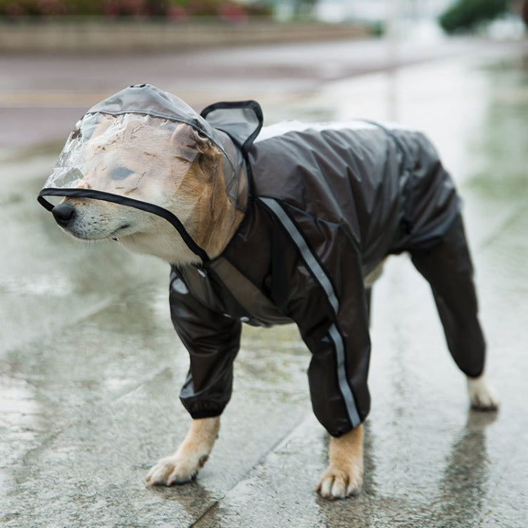 Dog Raincoat Four Foot Waterproof Transparent Reflective Poncho, Size: L