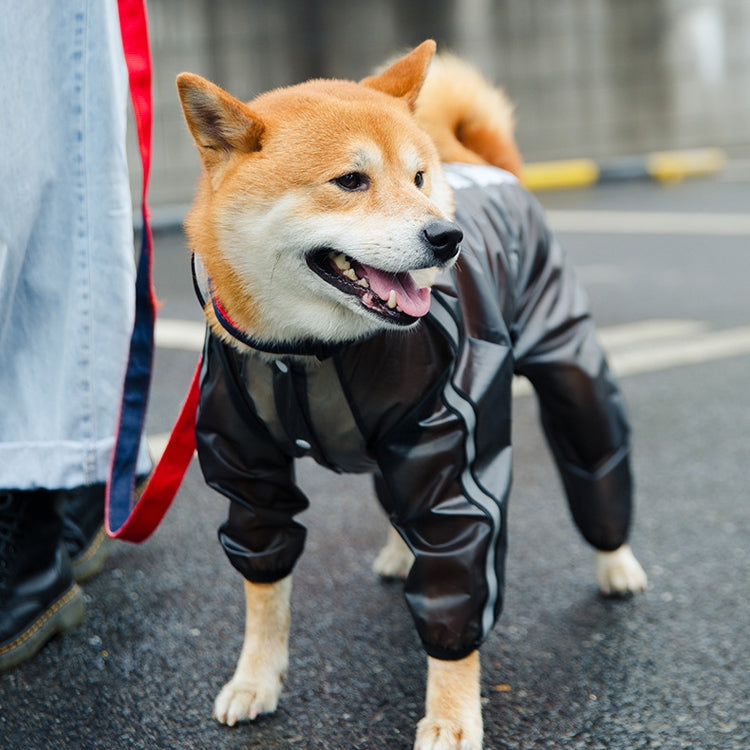 Dog Raincoat Four Foot Waterproof Transparent Reflective Poncho, Size: L