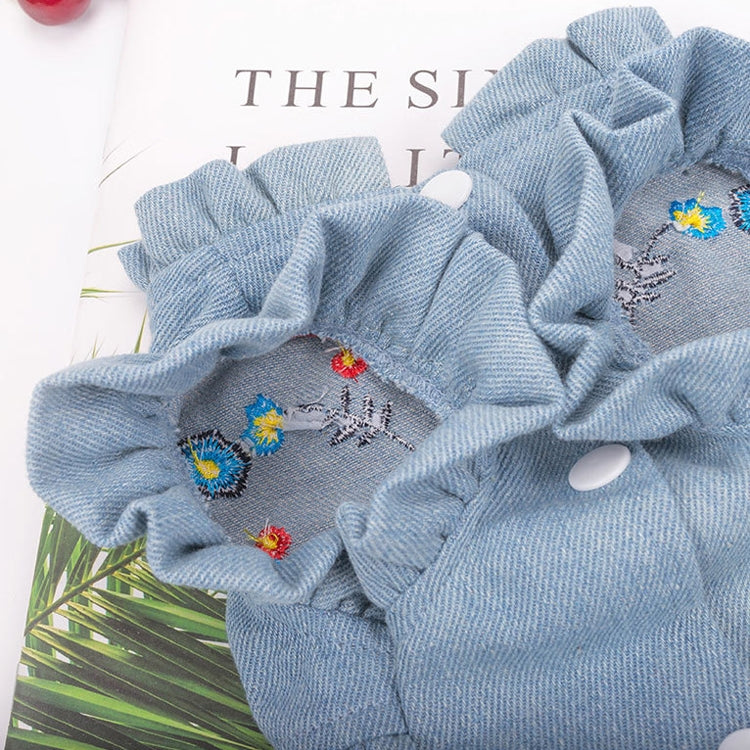 Pet Embroidered Pleats Princess Skirt Dog ??Denim Skirt, Size: S(Blue)