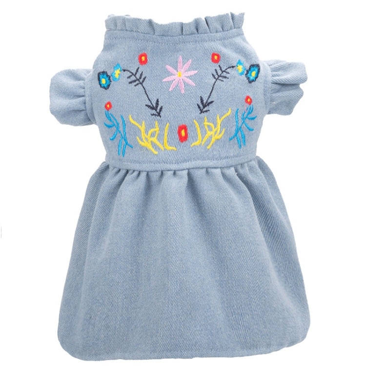 Pet Embroidered Pleats Princess Skirt Dog ??Denim Skirt, Size: M(Blue)