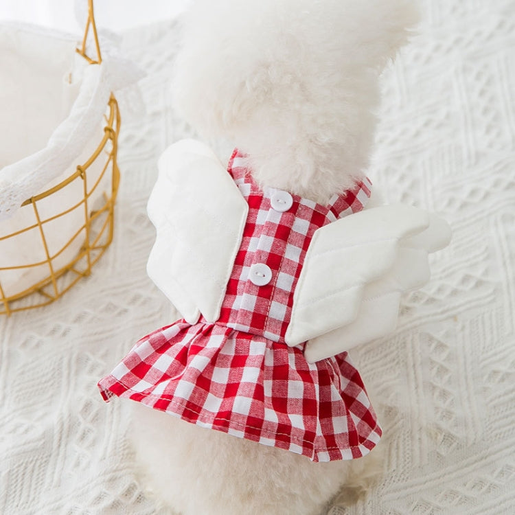 Wings Plaid Skirt Pet Clothes Dog ??Cat Skirt, Size: M(Red)