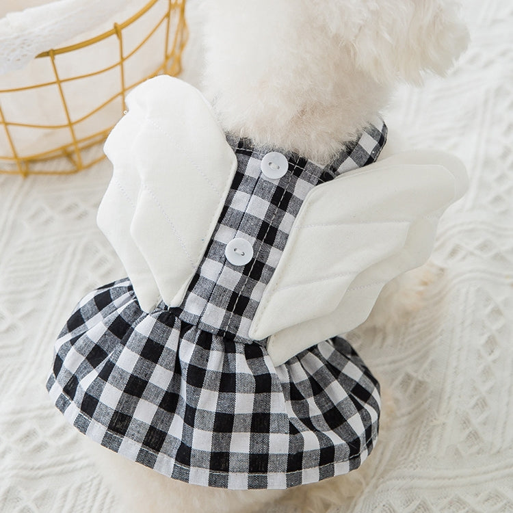 Wings Plaid Skirt Pet Clothes Dog ??Cat Skirt, Size: XXL(Black)