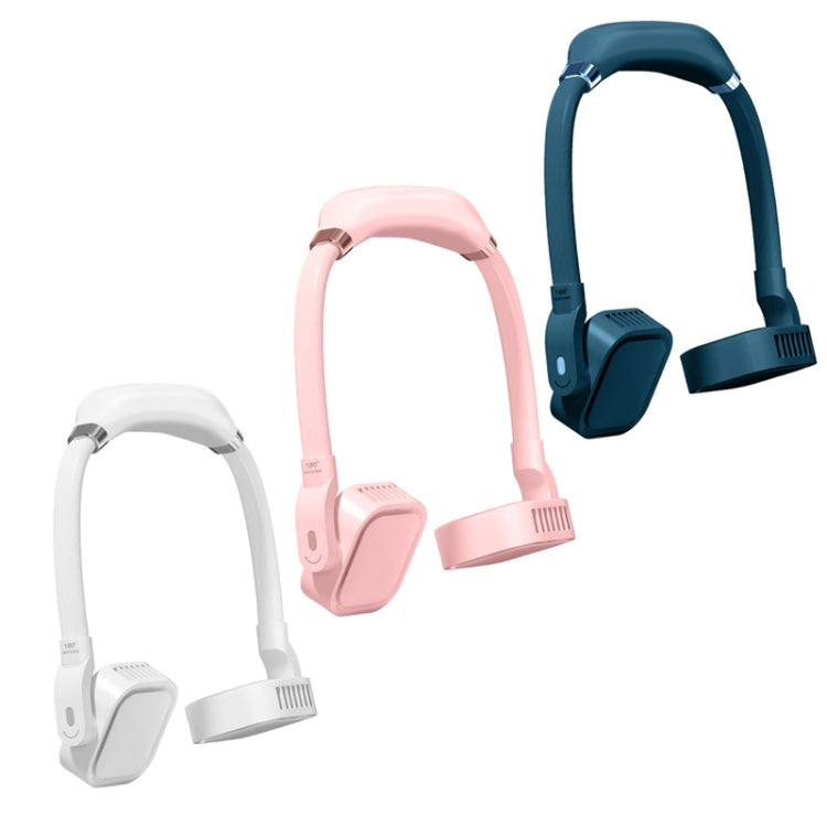 G2 Hanging Neck Leafless Fan Outdoor Student Sports Mini USB Silent Fan, Colour: 2000MAH Ivory White
