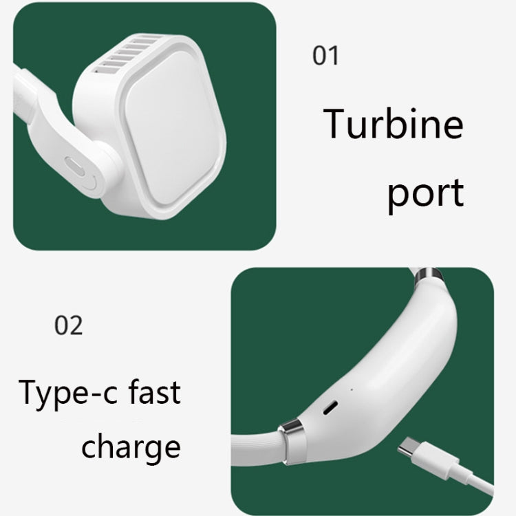 G2 Hanging Neck Leafless Fan Outdoor Student Sports Mini USB Silent Fan, Colour: 2000MAH Ivory White