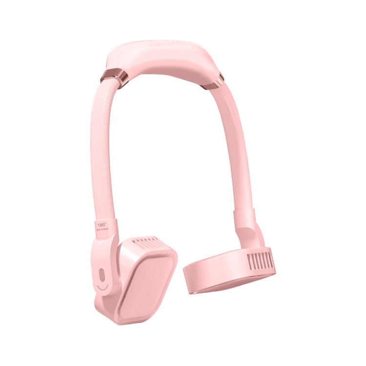 G2 Hanging Neck Leafless Fan Outdoor Student Sports Mini USB Silent Fan, Colour: 2000MAH Girl Powder
