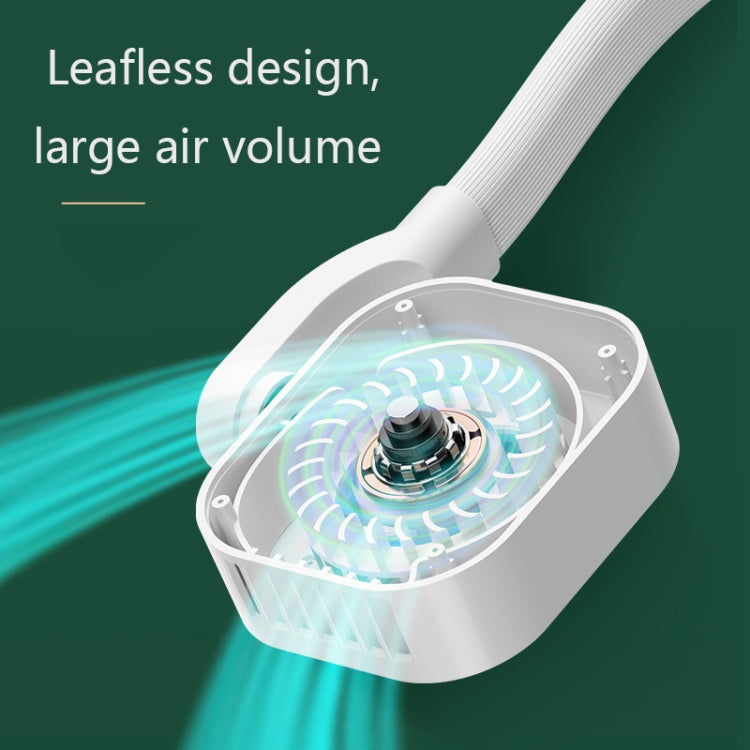 G2 Hanging Neck Leafless Fan Outdoor Student Sports Mini USB Silent Fan, Colour: 4000MAH Ivory White